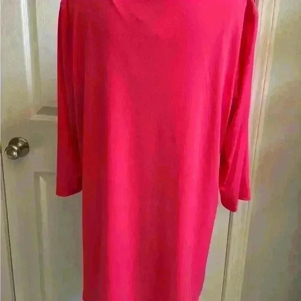 Softworks NWT Hot Pink 3/4 Sleeve Scoop Neck with Faux Button Women’s Size XXL - Picture 3 of 10